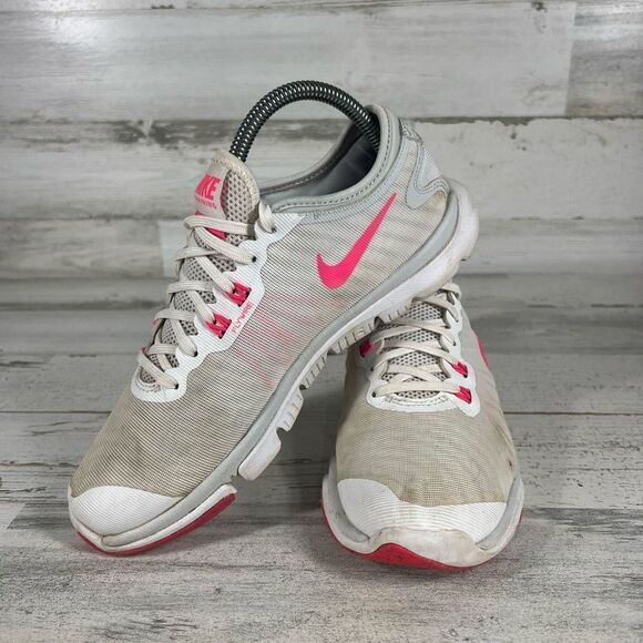 Nike Womens Flex Supreme Tr 4 Running Shoes White Pink 819026-100 Lace Up Size 7 - Picture 5 of 8